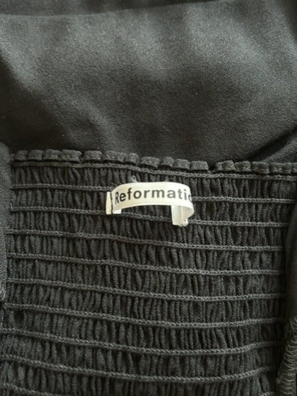 Reformation Black Square Neck Cami Top Smocked Back Size 2 - Picture 6 of 6